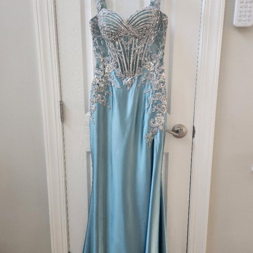 Blue and silver gown